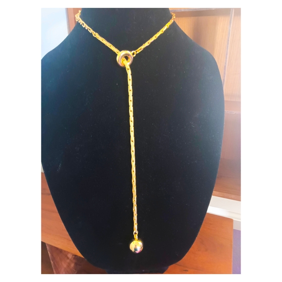 Jewelry - Elegant Shiny Gold Lariat Necklace Adjustable For Comfortable Wear